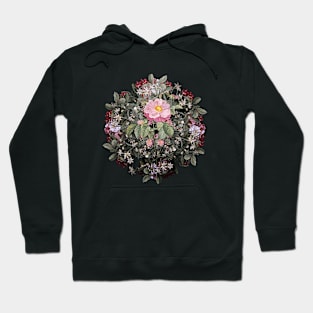 Vintage Speckled Provins Rose Flower Wreath Hoodie